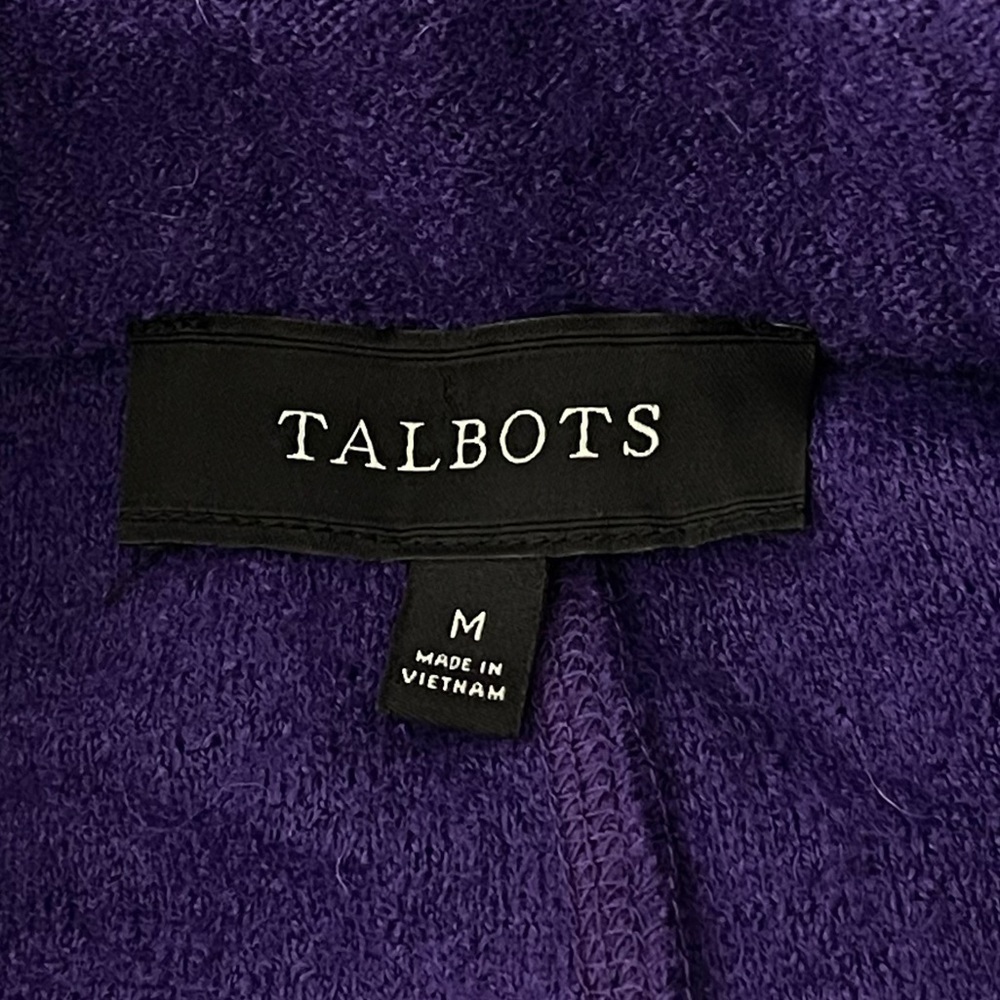 Talbots Boiled Wool Utility Jacket Medium Purple Stand Collar Button Up Stretch - Picture 11 of 11